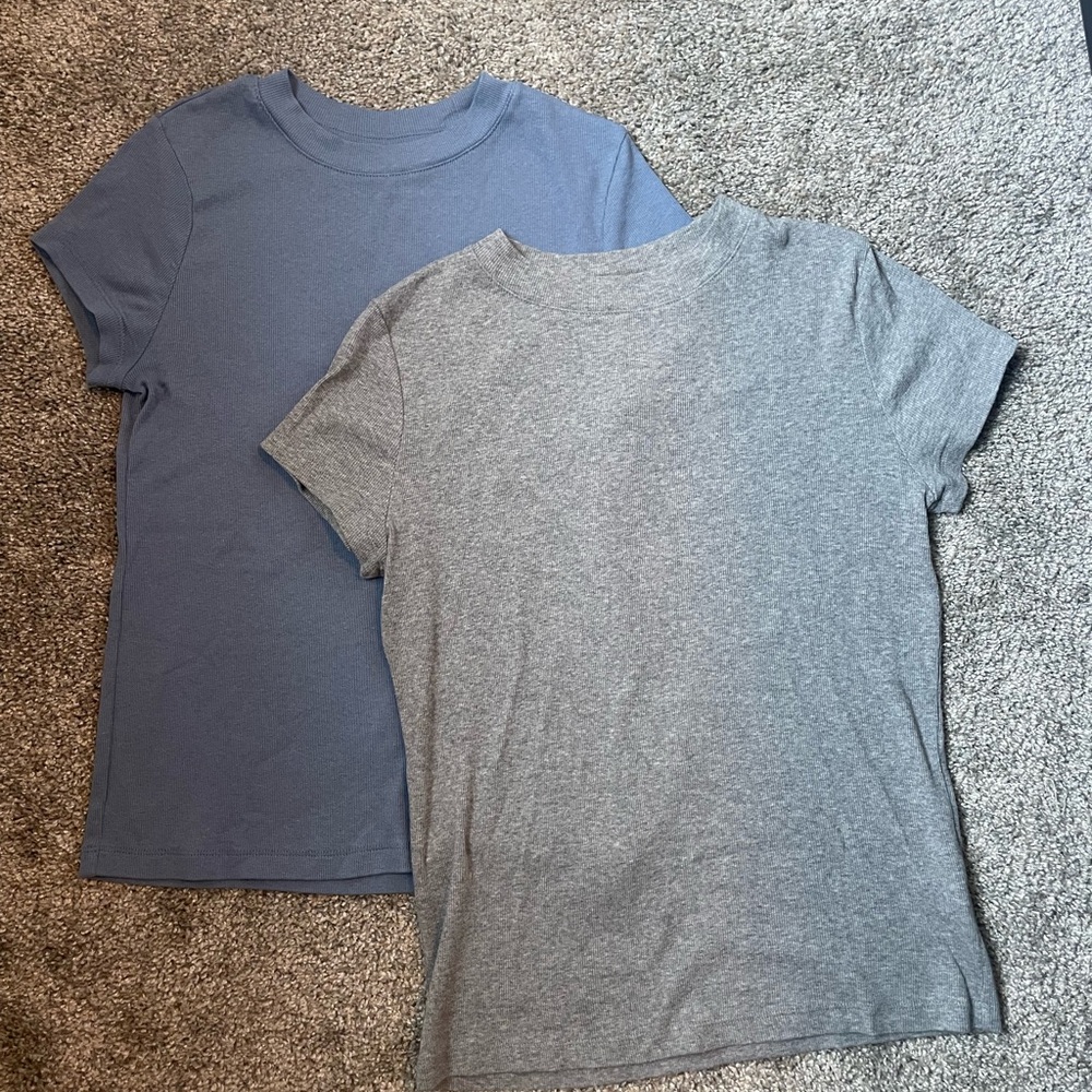 a new day Blue and Gray Short Sleeve Tees